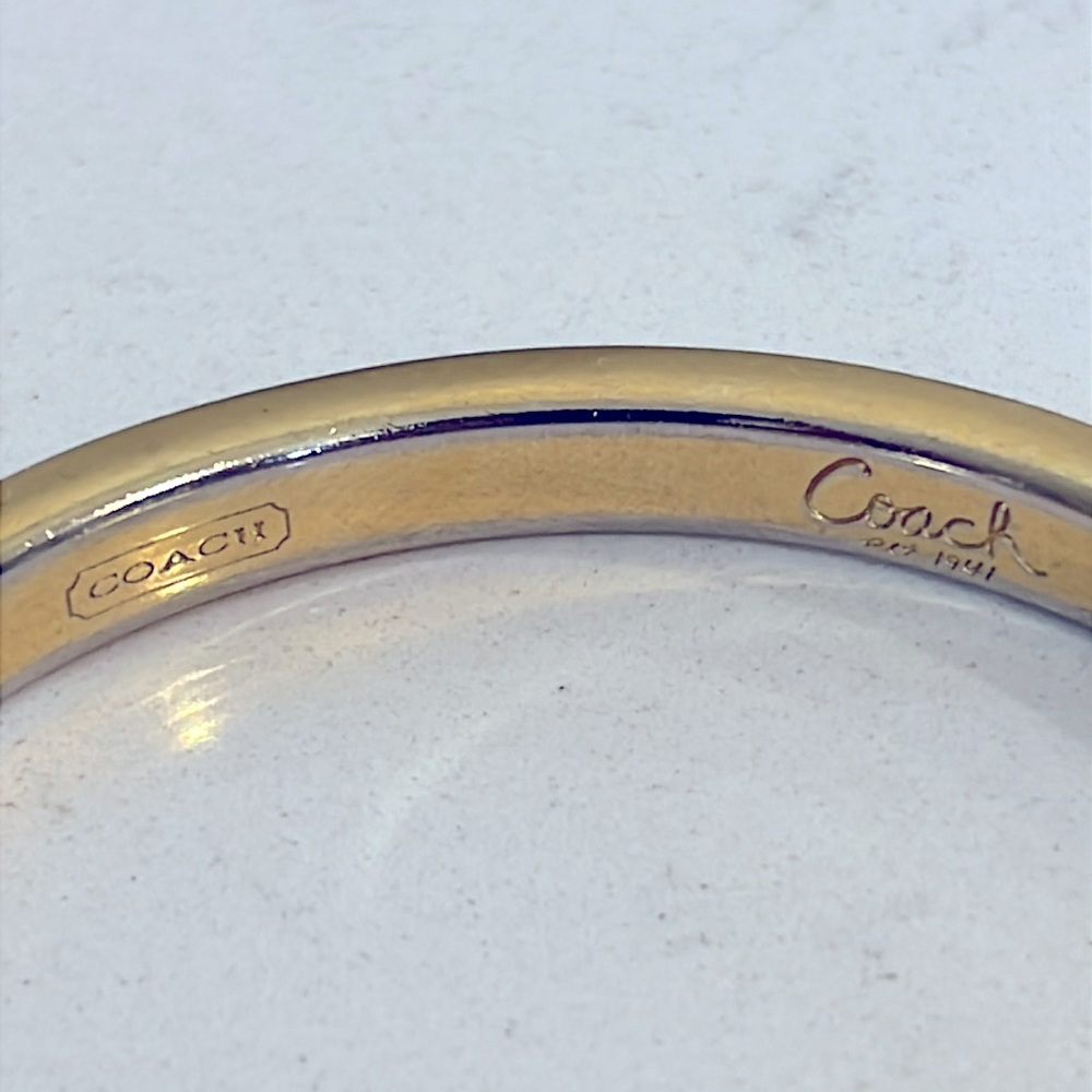 COACH 94078 Nailhead 1/4" Wide Plum Purple/Gold Bangle Bracelet - Picture 10 of 10